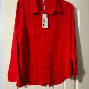 Vibrant Red long sleeve blouse